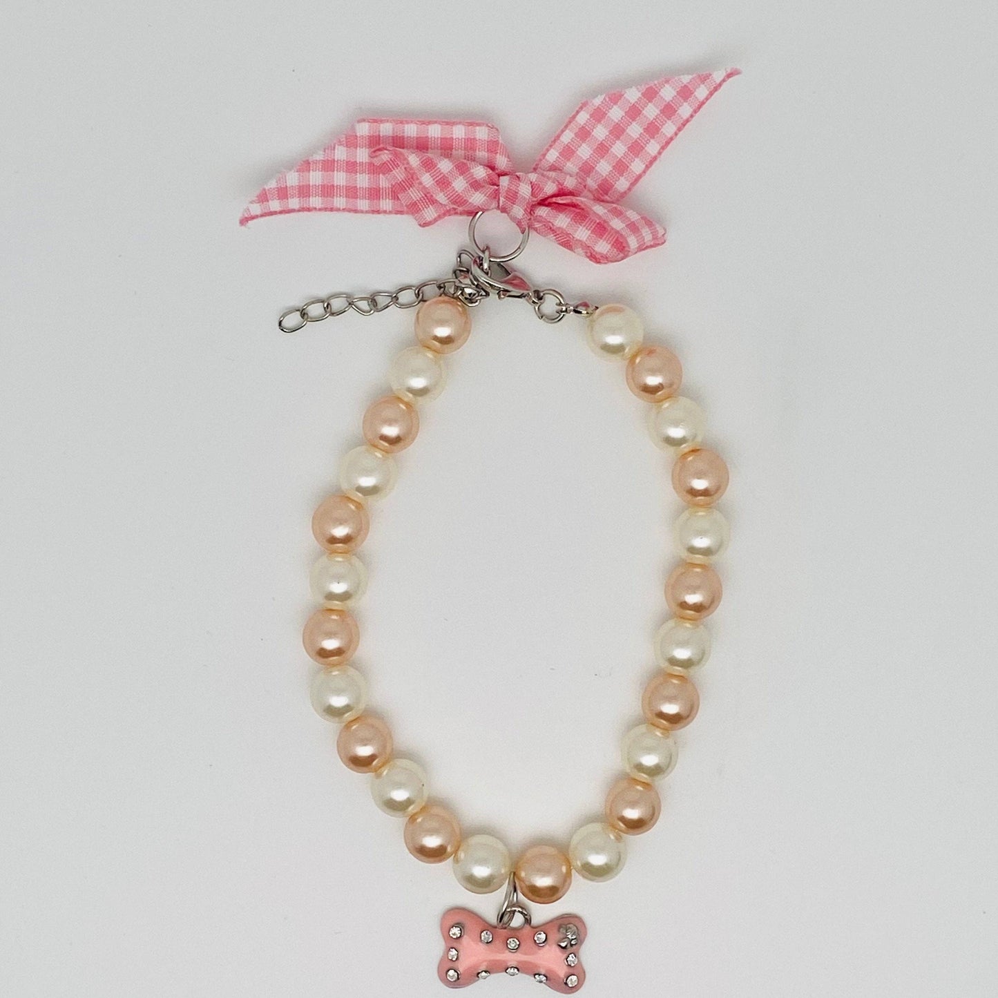 Rhinestone Bone Pearl Necklace
